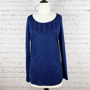 LC LAUREN CONRAD ~ Woven Front Scoopneck Tee